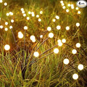 Solar Garden Lights - 4 Pack 48 LED Firefly Lights with 2 Lighting Modes